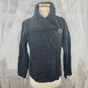 CARRAIG DONN 100% Merino Wool Dark Charcoal Grey Sweater Women's Size Small